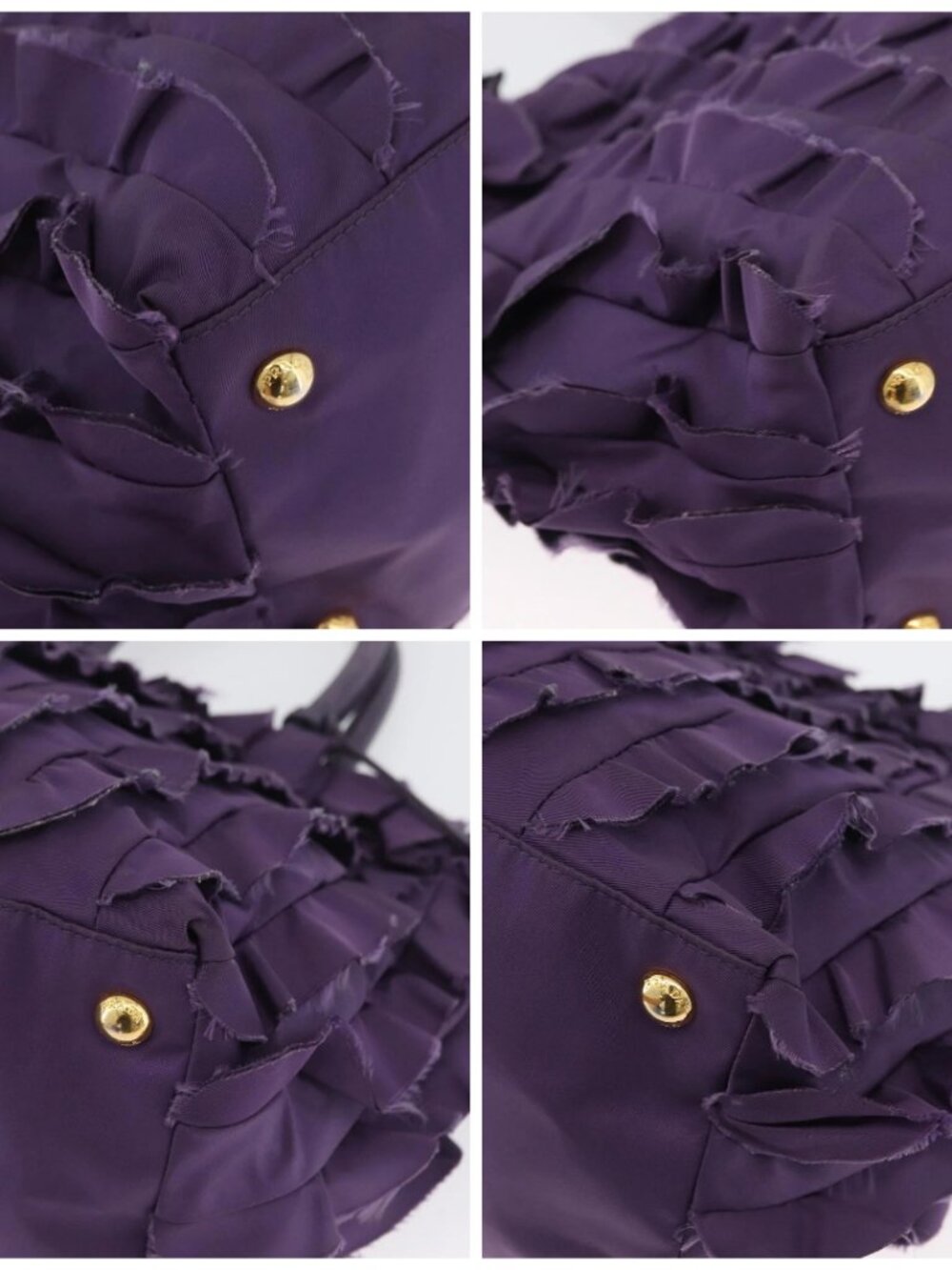 PRADA Hand Bag Nylon Leather Purple Gold Auth 173998 - Picture 13 of 15